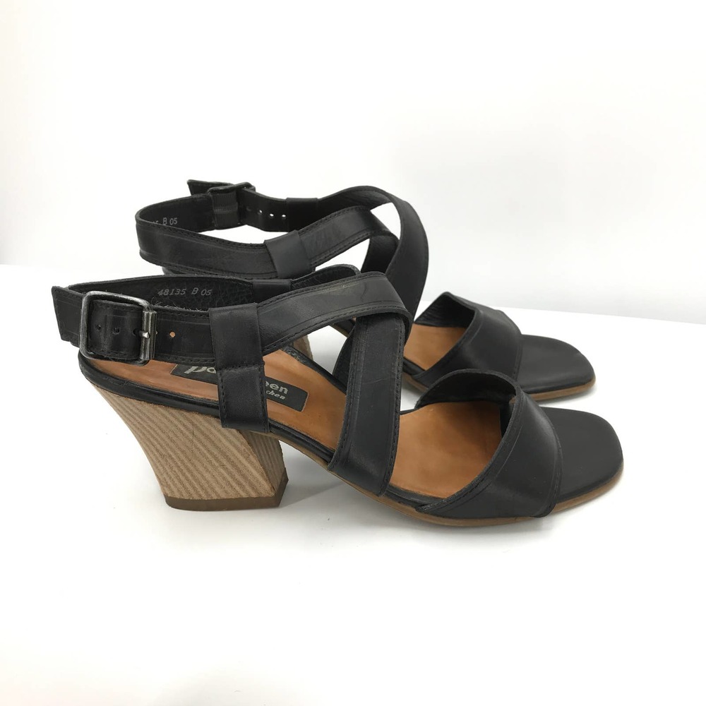 Paul Green Black Strappy Sandal Heels Open Toe